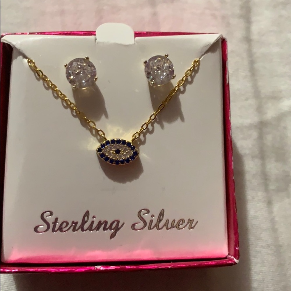 Sterling silver earring and necklace set